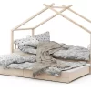 Lit Gigogne Cabane Design 200cm Nature