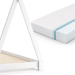 Lit Cabane Tipi 200x90cm Blanc & Matelas -Meubles Pour Enfants 07eb7c950d00434990ca50bfecb75aac