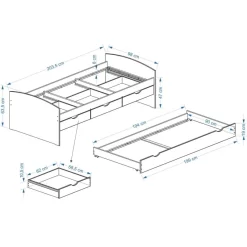 Lit Gigogne JULIA 90x200 Cm -Meubles Pour Enfants 0b7dbe87271a4d1ba9510604f6973640