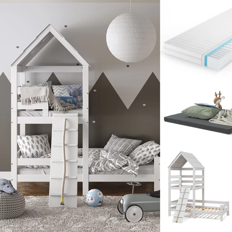 Lit Aire De Jeux Teddy Blanc, 2 Matelas 3 Lit Aire De Jeux Teddy Blanc, 2 Matelas – Image 3