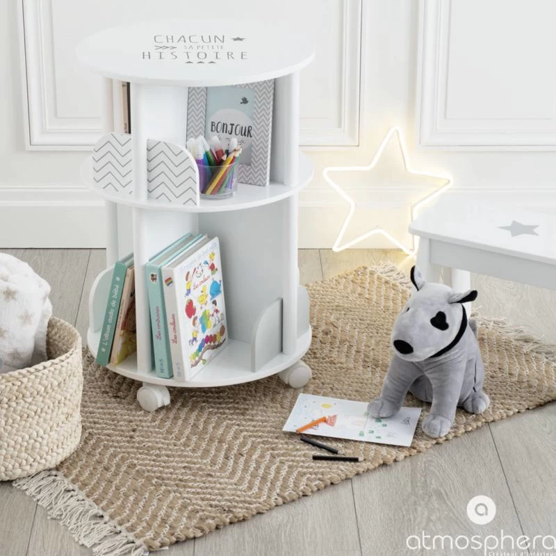 ATMOSPHERA Bibliothèque Enfant Ronde En MDF Gris L 2 ATMOSPHERA Bibliothèque Enfant Ronde En MDF Gris L – Image 2