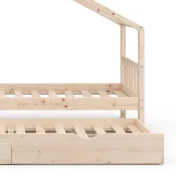 Lit Gigogne Cabane Design 200cm Nature -Meubles Pour Enfants 16352cba0c93405baf65d818869dd5f9