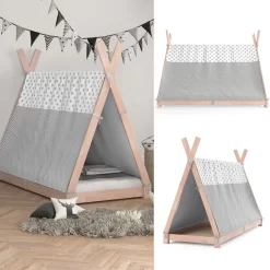 Lit Cabane Tipi 200x90cm Nature & Toile -Meubles Pour Enfants 1d1f17436066454d97ae8b0d51b6108c