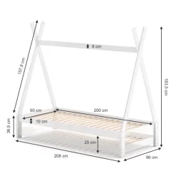 Lit Cabane Tipi 200x90cm Blanc Reglable -Meubles Pour Enfants 1f378b99a927497da852eae12ec1f3cd