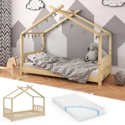 Lit Cabane Design 80x160cm Avec Matelas -Meubles Pour Enfants 2b557c10b2a647149b17f6f3854f57cc