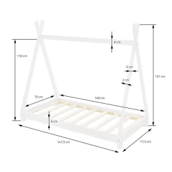 Lit D'enfant Tipi 70x140 Cm Blanc -Meubles Pour Enfants 2fc184ae13854080a12da86e93323e9d