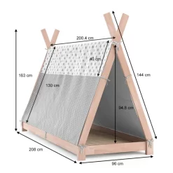 Lit Cabane Tipi 200x90cm Nature & Toile -Meubles Pour Enfants 38f6ef107faf452e9521e1cbd0bd1ab3