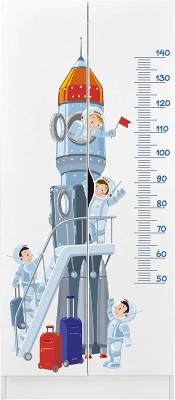 Armoire Blanche Roma /motif Fusée/ 2 Armoire Blanche Roma /motif Fusée/ – Image 2