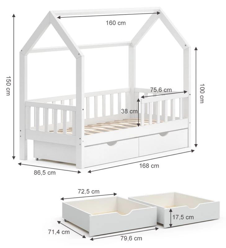 Lit Cabane Wiki 80x160cm & 2 Tiroirs 7 Lit Cabane Wiki 80x160cm & 2 Tiroirs – Image 7