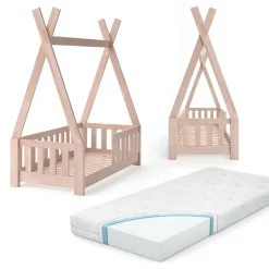 Lit Cabane Tipi à Barreaux Avec Matelas 12 Lit Cabane Tipi à Barreaux Avec Matelas -Meubles Pour Enfants 43494db20e6041d180f6de63b682ca9b