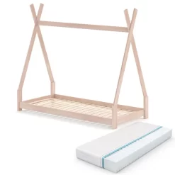 Lit Cabane Tipi 200cm Nature & Matelas -Meubles Pour Enfants 4e21c2f395754f74a9ed48f28fdfc529