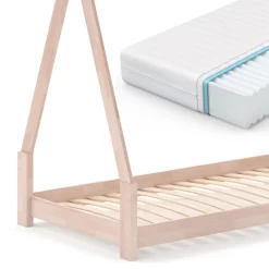 Lit Cabane Tipi 200cm Nature & Matelas -Meubles Pour Enfants 60435c2b226a4c4c81de7758efd8edc4