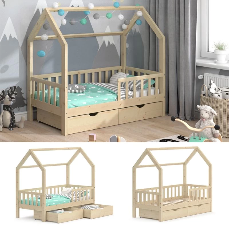 Lit Cabane Wiki 80x160cm Avec 2 Tiroirs 4 Lit Cabane Wiki 80x160cm Avec 2 Tiroirs – Image 4