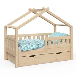 Lit Gigogne Cabane Design 140cm Nature -Meubles Pour Enfants 6c74ea77ab3a4d8d8312e853f05becb9
