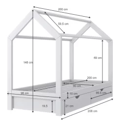 Lit Cabane Wiki 90x200cm Avec Tiroir -Meubles Pour Enfants 7c6c8c192367459ea2f6a2b111b483dd