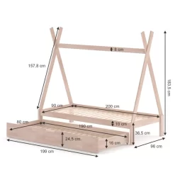 Lit Cabane Tipi 200 Cm Avec Matelas -Meubles Pour Enfants 82850e2c0b904a3495f264f89ff8e0d2 1