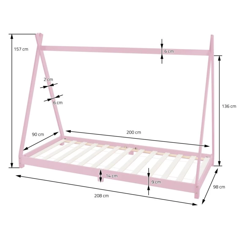 Tipi De Lit 90x200 Cm Rose 6 Tipi De Lit 90x200 Cm Rose – Image 6
