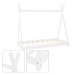 Lit D'enfant Tipi 70x140 Cm Blanc -Meubles Pour Enfants 8f7740abed154adf9ec1d243dc99e979