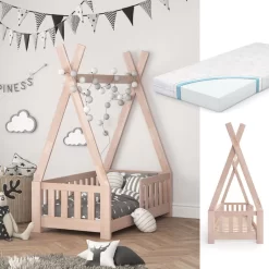 Lit Cabane Tipi à Barreaux Avec Matelas 9 Lit Cabane Tipi à Barreaux Avec Matelas -Meubles Pour Enfants 9326a06611a54ff7a3b6e212fc471819