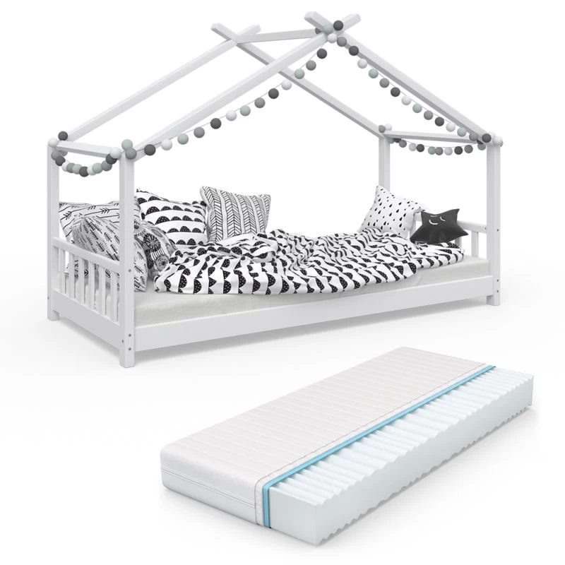 Lit Cabane Design Blanc Avec Matelas 6 Lit Cabane Design Blanc Avec Matelas – Image 6