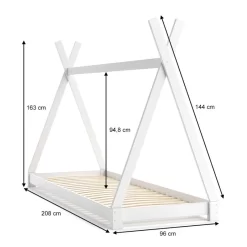 Lit Cabane Tipi 200x90cm Blanc & Matelas -Meubles Pour Enfants 97768d01249a4a9a898e2ddf48230938