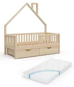 Lit Cabane Noemi 140cm, Matelas & Tiroir