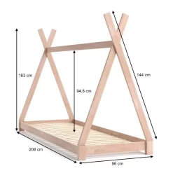 Lit Cabane Tipi 200x90cm Nature -Meubles Pour Enfants a57a8b1a7e8a4ffd9e7c76c2ae9fb041