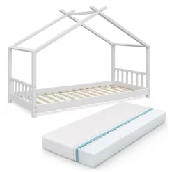 Lit Cabane Design Blanc Avec Matelas
