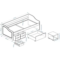 Lit Fonctionnel SENTA 90x200 Cm -Meubles Pour Enfants a6c73db68f5f43f0978b8548d191fb20