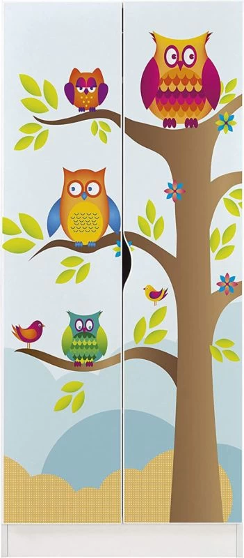 Armoire Blanche ROMA - Hiboux 2 Armoire Blanche ROMA - Hiboux – Image 2