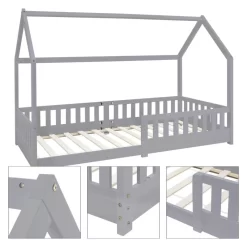 Lit Enfant 200x90cm Gris Clair -Meubles Pour Enfants b454a720b4434c38ab5f2122c69628b2