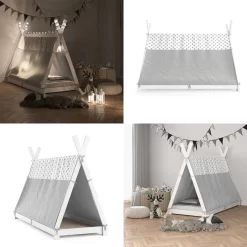 Lit Cabane Tipi 200x90cm Nature & Toile -Meubles Pour Enfants ba5317fead4b42e49d23c954990a44a8
