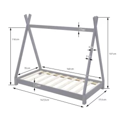 Lit D'enfant Tipi 70x140 Cm Blanc -Meubles Pour Enfants c0bc5a469cc2442f8e7cf81070ed079a