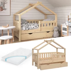 Lit Cabane Design 70x140cm Avec Matelas -Meubles Pour Enfants cc774ad30614460b823ffbcc168f1b98