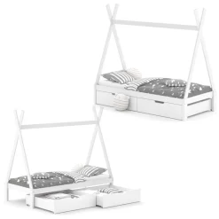 Lit Cabane Tipi 200cm Blanc & 2 Tiroirs -Meubles Pour Enfants d0847558aa814e5a8c1f2b4c282ded2c