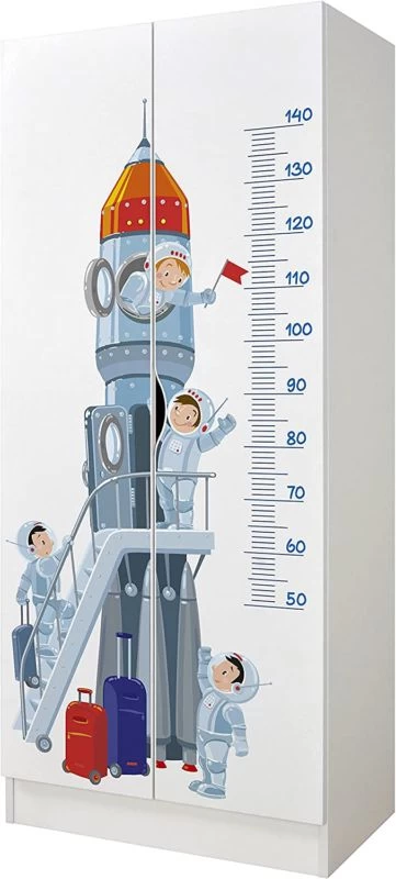 Armoire Blanche Roma /motif Fusée/ 1 Armoire Blanche Roma /motif Fusée/