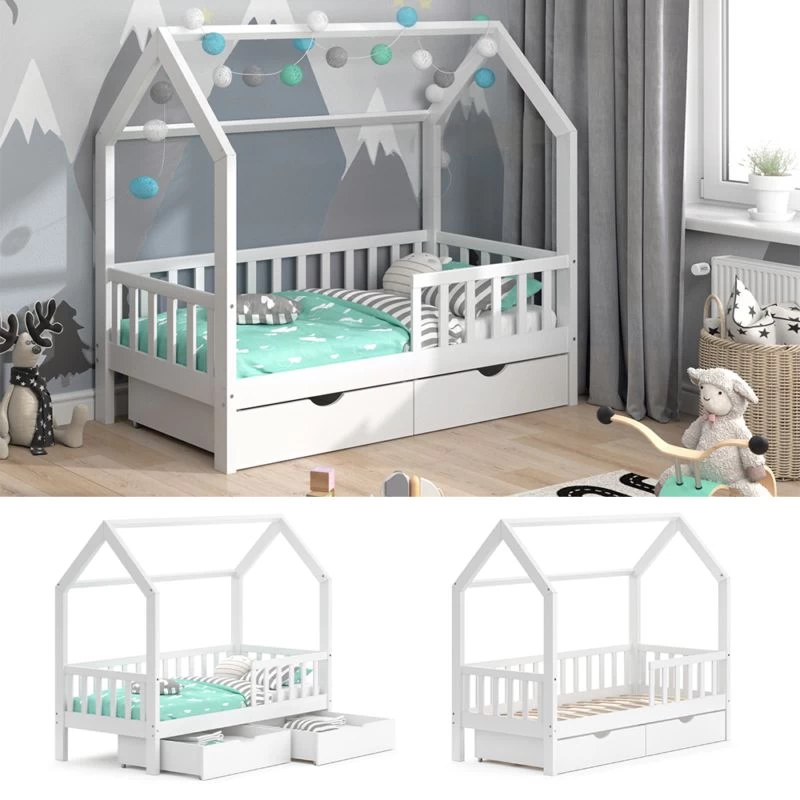 Lit Cabane Wiki 80x160cm & 2 Tiroirs 4 Lit Cabane Wiki 80x160cm & 2 Tiroirs – Image 4