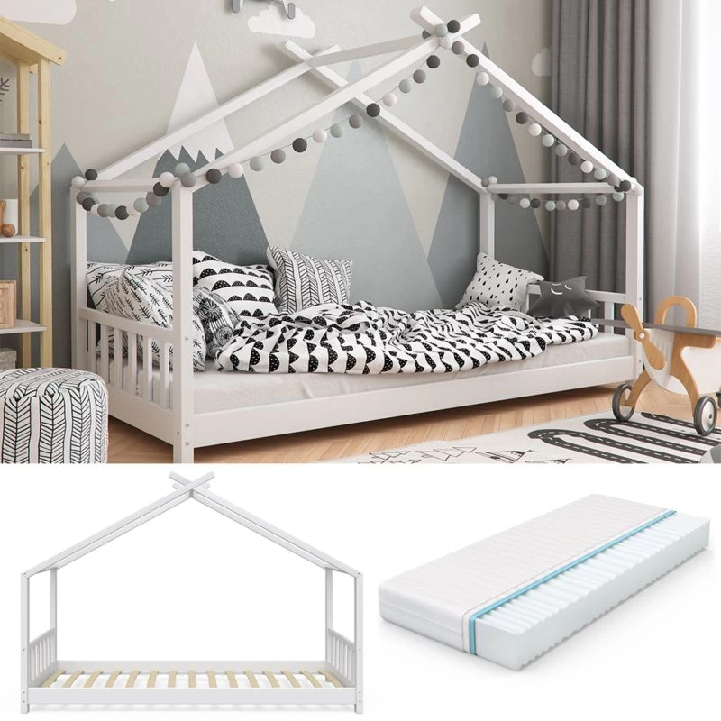 Lit Cabane Design Blanc Avec Matelas 3 Lit Cabane Design Blanc Avec Matelas – Image 3