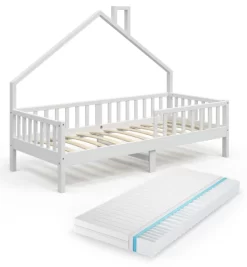 Lit Cabane Noemi 200 Cm Blanc & Matelas