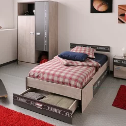 Armoire 2 Portes Avec Penderie Fabric -Meubles Pour Enfants kleiderschrank fabric i 2 tuerig esche grau mit dekoprint 266323